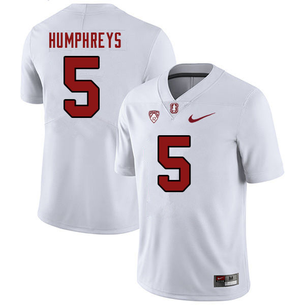 Men #5 John Humphreys Stanford Cardinal College Football Jerseys Sale-White